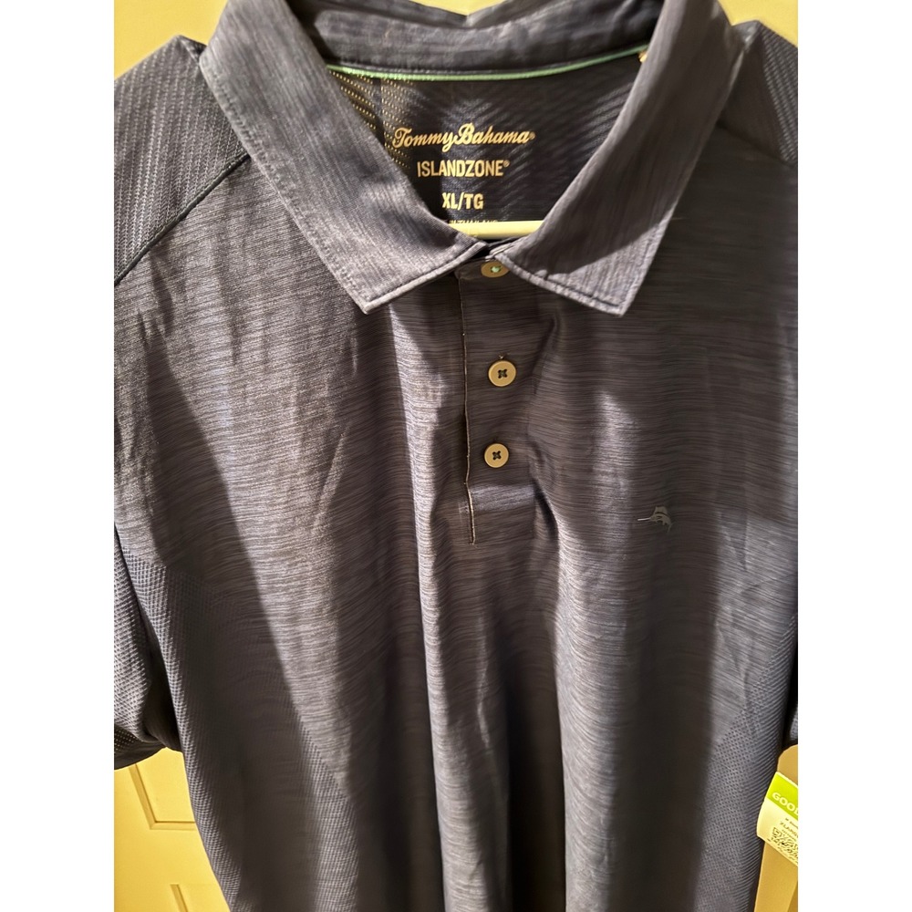 Tommy Bahama IslandZone Mens XL TG Navy Blue Textured Golf Polo Shirt